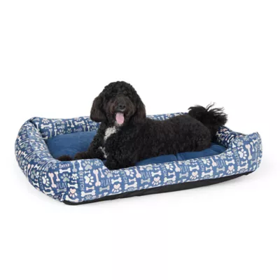 Top Paw® Blue Bone and Paw Print Cuddler Dog Bed, Multiple Sizes, Small/Medium/Large/Extra Large - Image 1