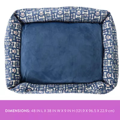 Top Paw® Blue Bone and Paw Print Cuddler Dog Bed, Multiple Sizes, Small/Medium/Large/Extra Large - Image 2