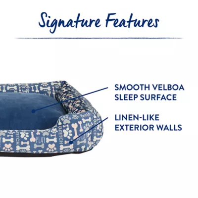 Top Paw® Blue Bone and Paw Print Cuddler Dog Bed, Multiple Sizes, Small/Medium/Large/Extra Large - Image 3