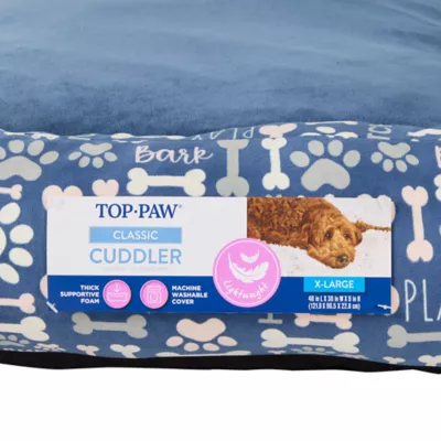 Top Paw® Blue Bone and Paw Print Cuddler Dog Bed, Multiple Sizes, Small/Medium/Large/Extra Large - Image 6