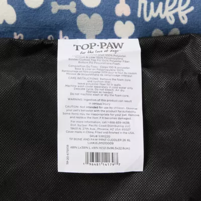 Top Paw® Blue Bone and Paw Print Cuddler Dog Bed, Multiple Sizes, Small/Medium/Large/Extra Large - Image 7