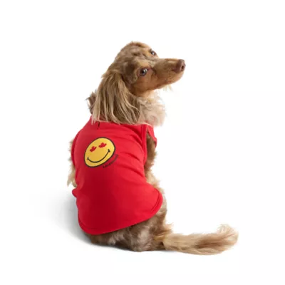 SMILEY WORLD Smiley Maple Leaf Eyes Red Dog Tank Top - Image 1