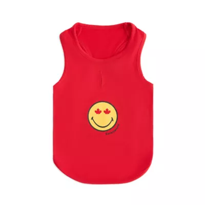 SMILEY WORLD Smiley Maple Leaf Eyes Red Dog Tank Top - Image 4
