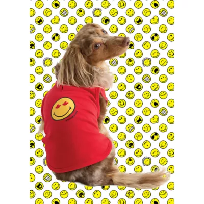 SMILEY WORLD Smiley Maple Leaf Eyes Red Dog Tank Top - Image 6