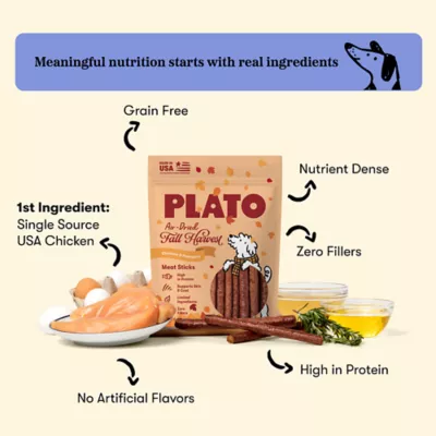 Plato Air-Dried Fall Harvest Meat Sticks, Dog Treats - Chicken & Pumpkin Flavor 5 OZ - Image 3