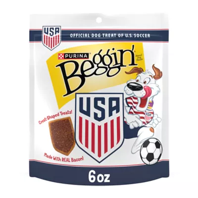 Purina Beggin' U.S. Soccer Crest-Shaped Treats for Dogs Made with Real Bacon 6 oz - Image 1