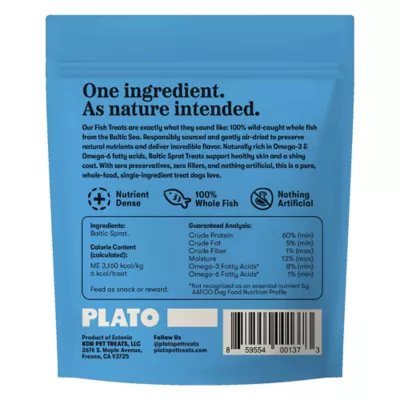 Plato Air-Dried Fish Treats All Life Stages Dog Treats - Baltic Sprat, 3 oz - Image 2