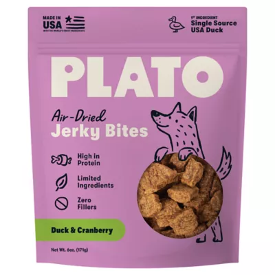 Plato Air-Dried Jerky Bites All Life Stages Dog Treats - Duck & Cranberry, 6 oz - Image 1