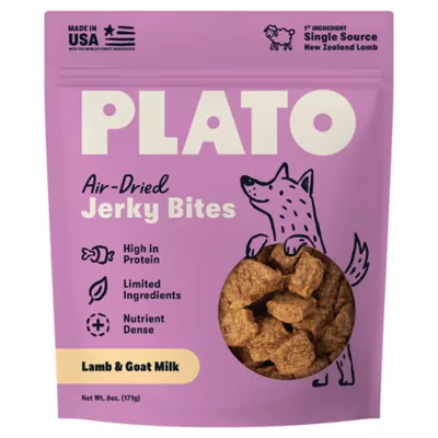 Plato Air-Dried Jerky Bites All Life Stages Dog Treats - Lamb & Goat Milk 6 oz - Image 1