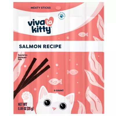 Viva La Kitty Meaty Sticks Cat treats  - Salmon Recipe, 5 Count, 0.88 oz - Image 1