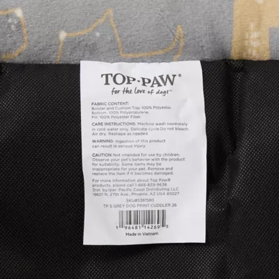 Top Paw Dog Print Cuddler Bed, Small, Medium - Image 7
