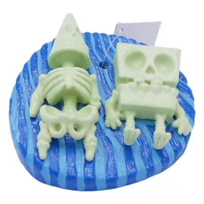 Penn-Plax® SpongBob & Patrick Skeleton Glow in the Dark Halloween Aquarium Ornament Decor - Image 1