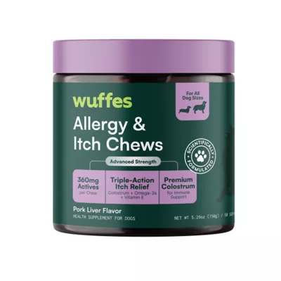 Wuffes Dog Allergy & Itch Chews, Seasonal Allergy Support, Pork Liver Flavor, 50 Count - Image 1