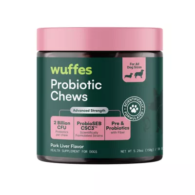 Wuffes Dog Daily Probiotic Supplement Chews, Digestive & Immune Support, Pork Liver Flavor, 50 Count - Image 1