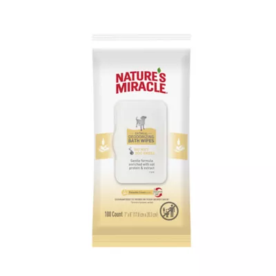 Nature's Miracle Dog Oatmeal Deodorizing Bath Wipes, Gentle Formula, Pistachio Cream Scent, 100ct - Image 1