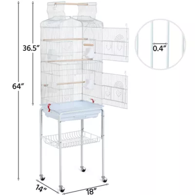 Yaheetech Open Top Metal Bird Cage w/ Double Doors - Image 3
