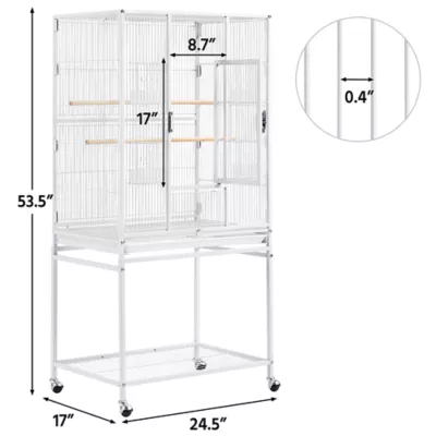 Yaheetech Large Rolling Metal Parrot Cage with Detachable Stand - Image 3