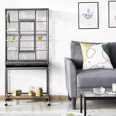 Yaheetech Large Rolling Metal Parrot Cage with Detachable Stand - Image 2