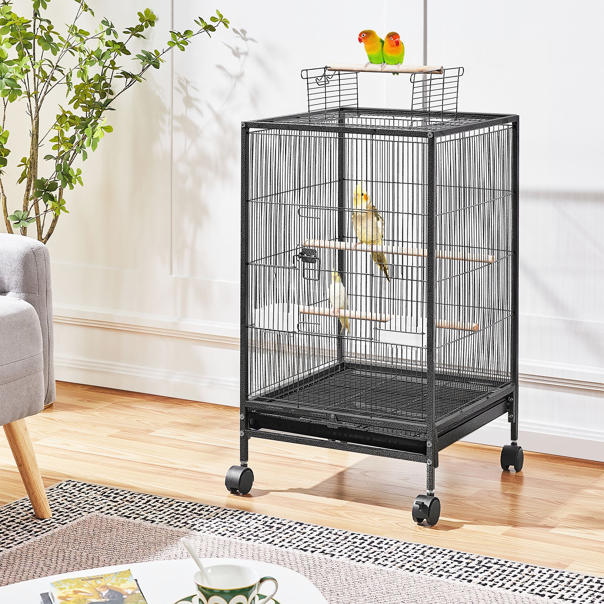 Yaheetech Open-top Parrot Bird Cage with Rolling Stand for Parrots - thumbnail 2