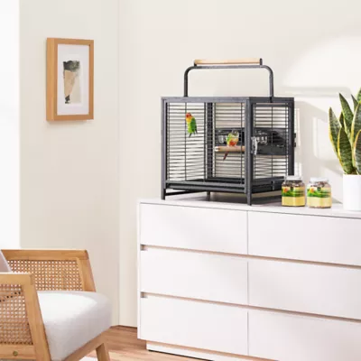 Yaheetech Travel Bird Cage Carrier with Handle Perch - Image 2