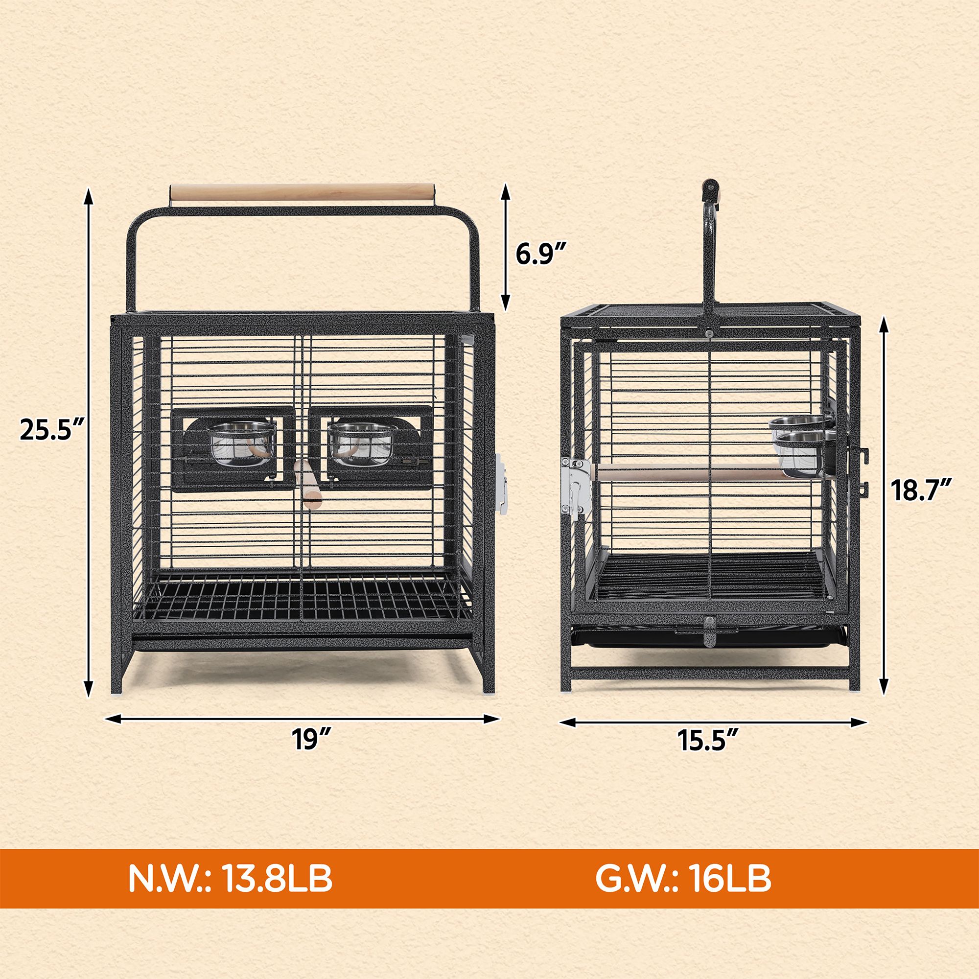 Yaheetech Pet Bird Travel Cage Carrier with Handle Perch - thumbnail 3