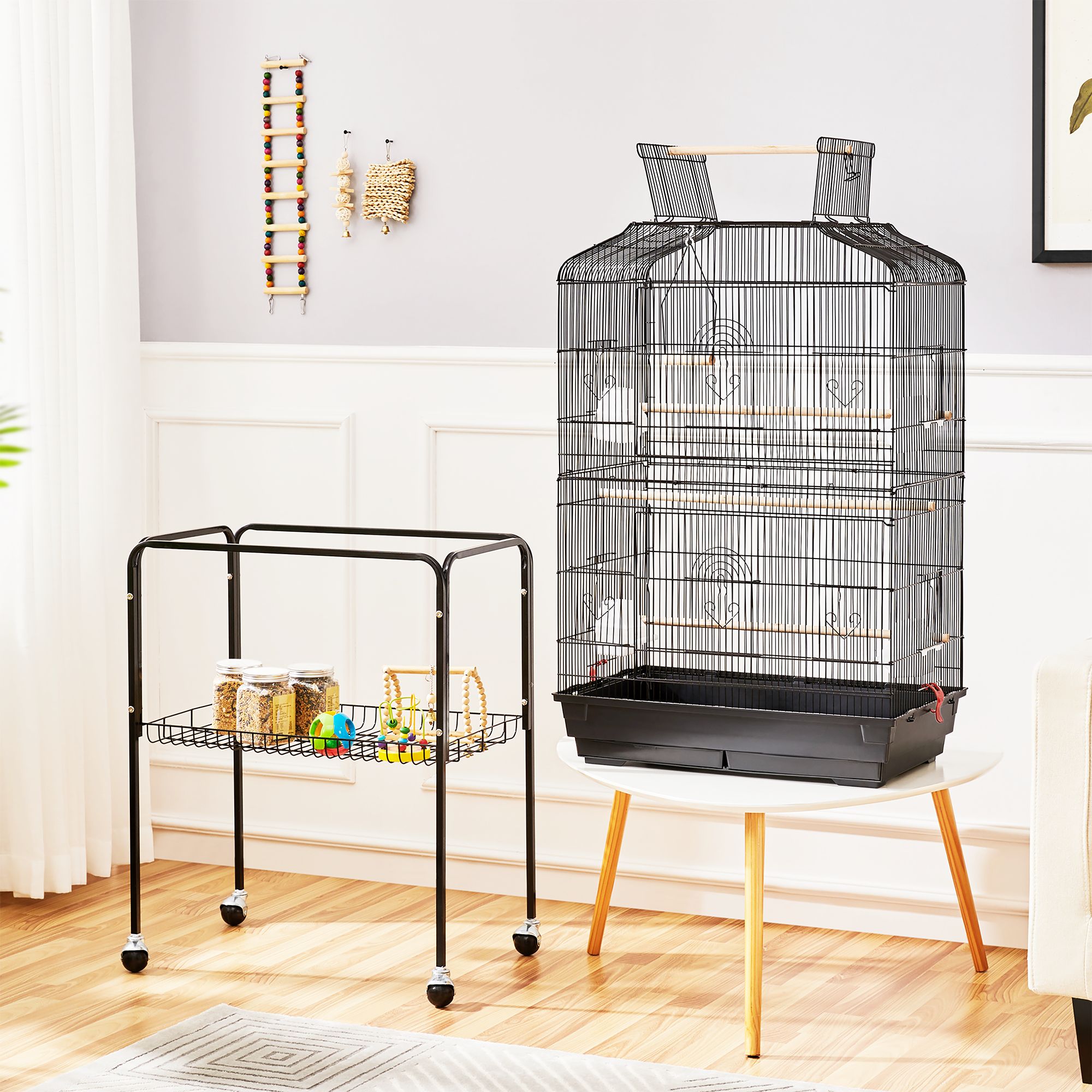 Yaheetech Large Rolling Parrot Bird Cage with Slide-out Tray for Parrots - thumbnail 2