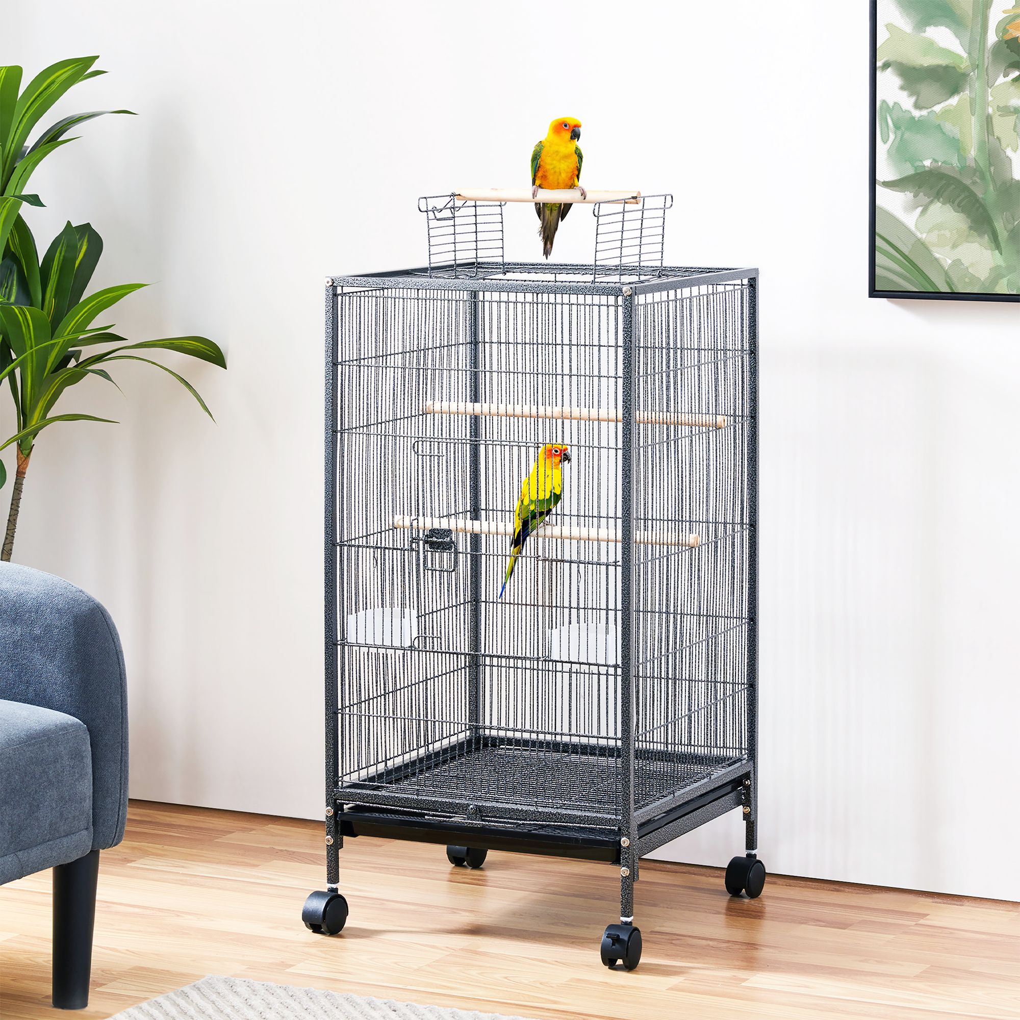 Yaheetech Open Top Parrot Bird Cage with Rolling Stand for Parrots - thumbnail 2