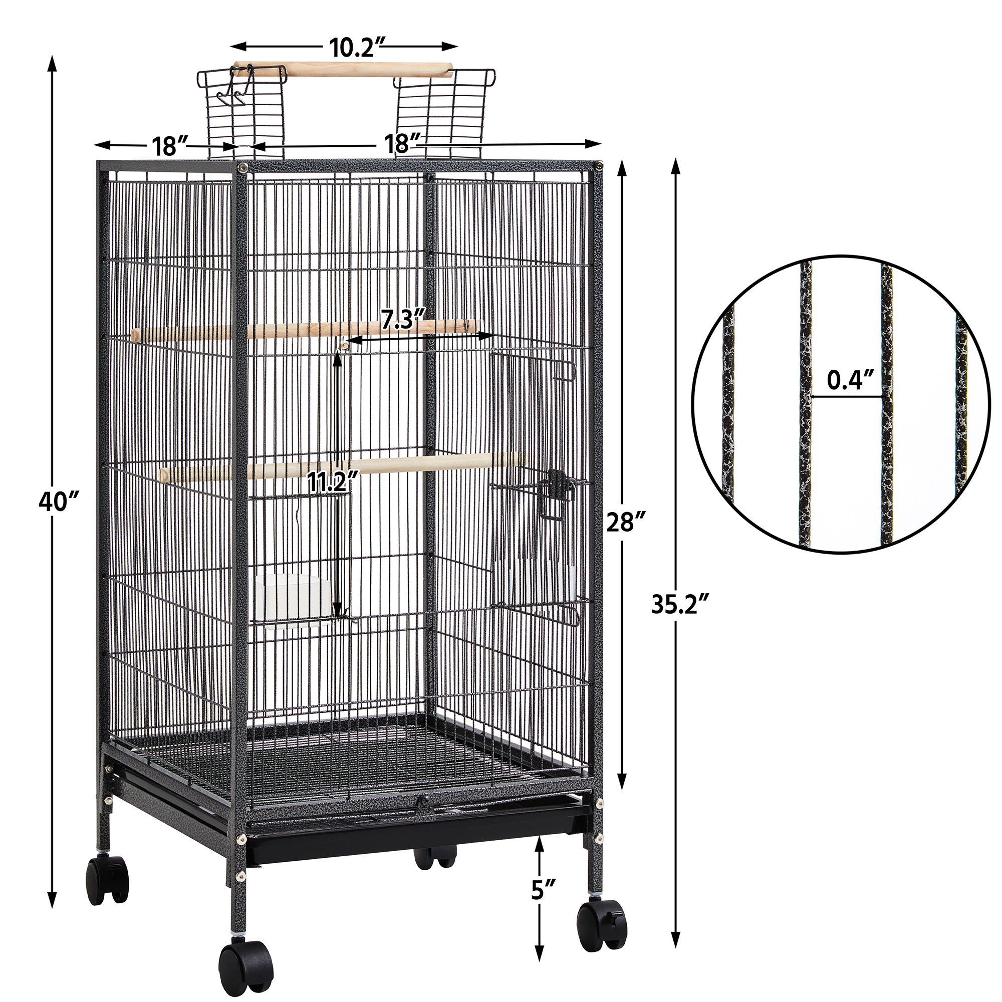 Yaheetech Open Top Parrot Bird Cage with Rolling Stand for Parrots - thumbnail 3