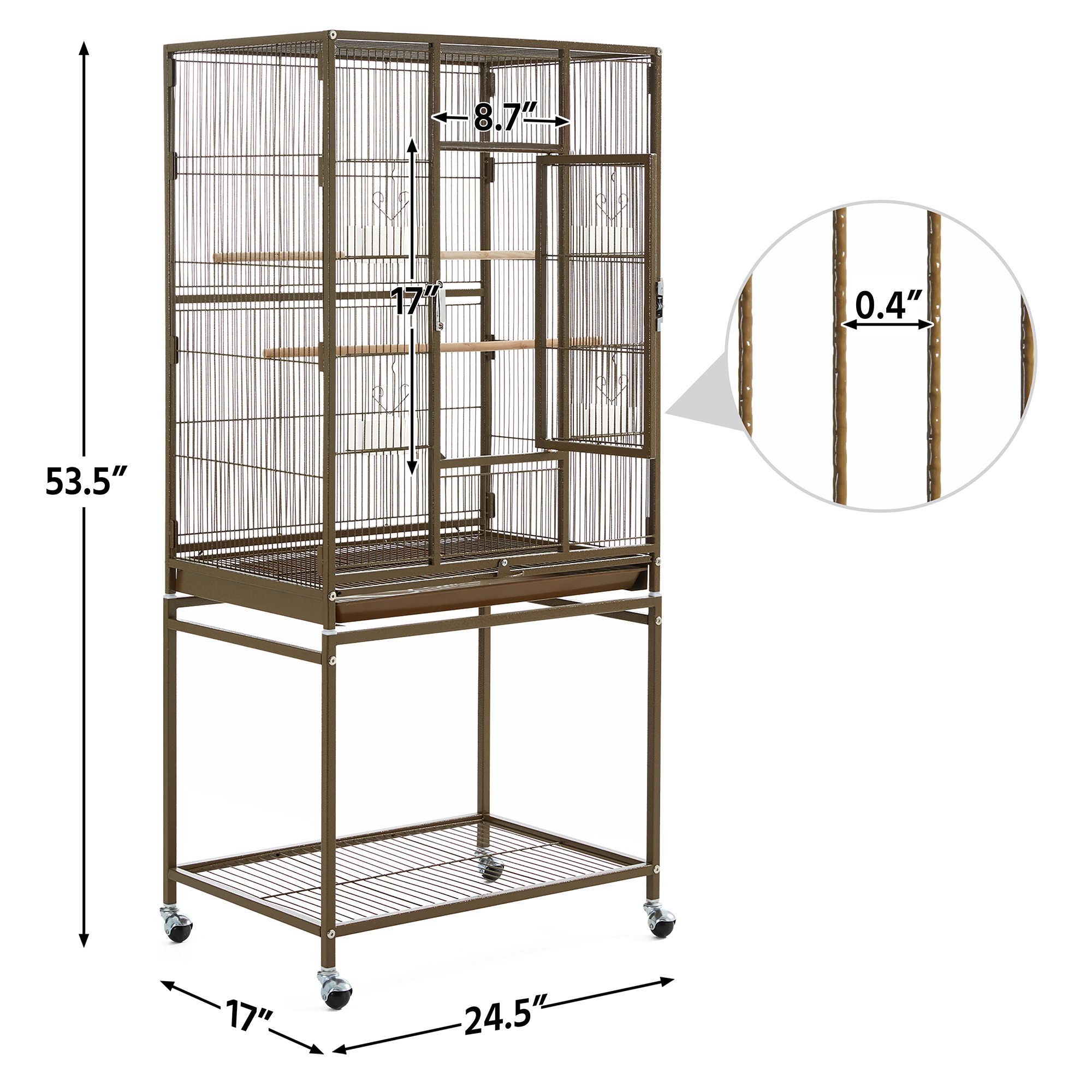 Yaheetech Mobile Large Parrot Bird Cage with Detachable Stand for Parrots - thumbnail 3