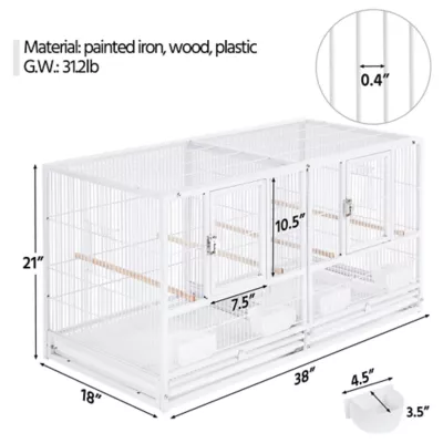Yaheetech Stackable Wide Bird Cage Divided Breeder Cage - Image 3