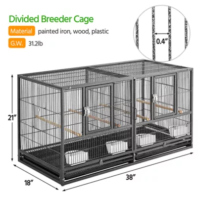 Yaheetech Stackable Wide Bird Cage Divided Breeder Cage - Image 3