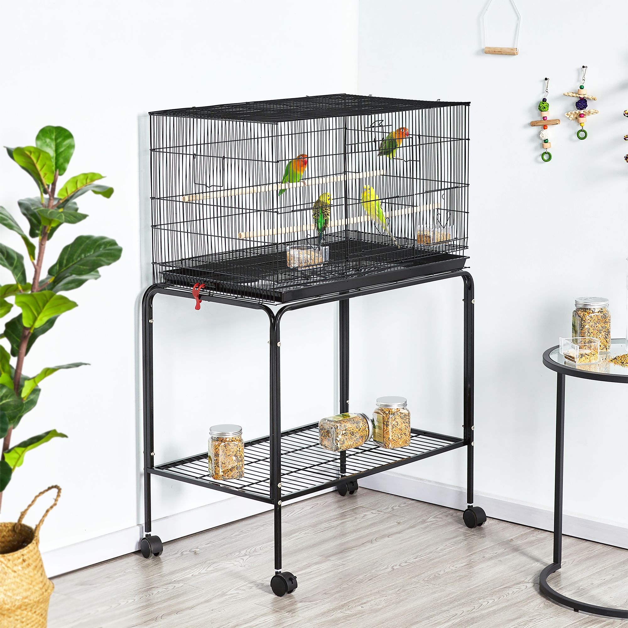 Yaheetech Flight Bird Cage with Rolling Stand Slide-out Tray for Medium Birds - thumbnail 2