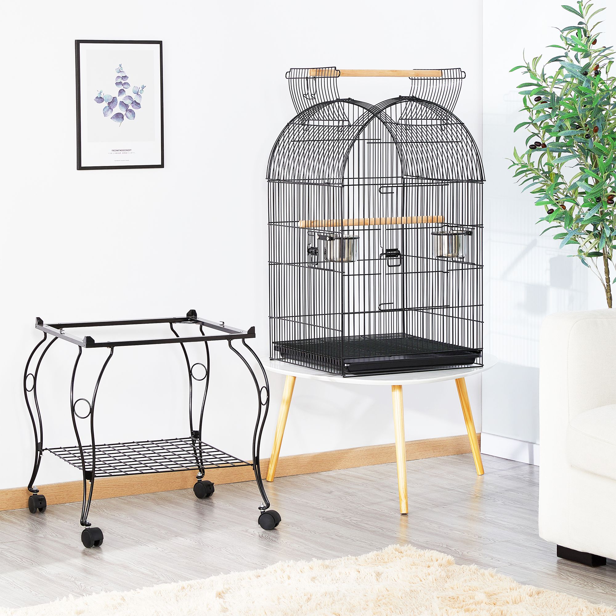 Yaheetech Open Top Metal Rolling Parrot Bird Cage with Stand for Parrots - thumbnail 2