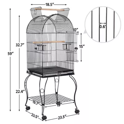 Yaheetech Open Top Metal Bird Habitat Rolling Parrot Cage w/ Stand - Image 3