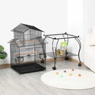 Yaheetech Triple Roof Rolling Parrot Cage with Detachable Stand - Image 2