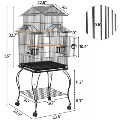 Yaheetech Triple Roof Rolling Parrot Cage with Detachable Stand - Image 3
