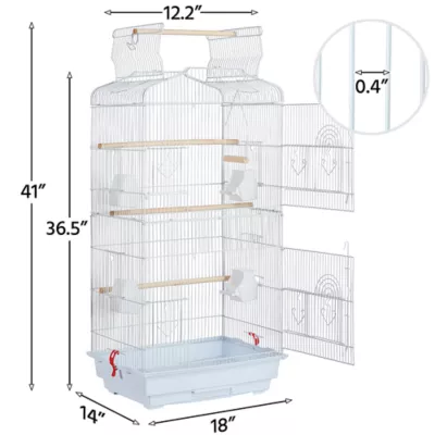 Yaheetech Open Top Metal Parrot Cage with Four Feeders - Image 3