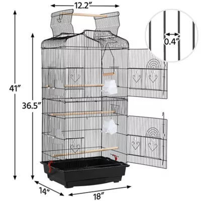 Yaheetech Open Top Metal Parrot Cage with Four Feeders - Image 3
