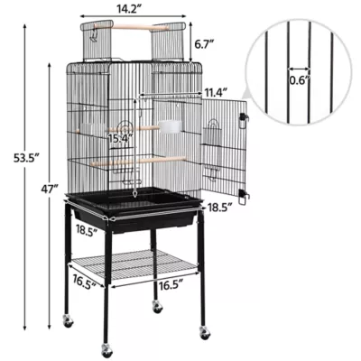 Yaheetech Play Top Bird Cage w/ Detachable Rolling Stand - Image 3