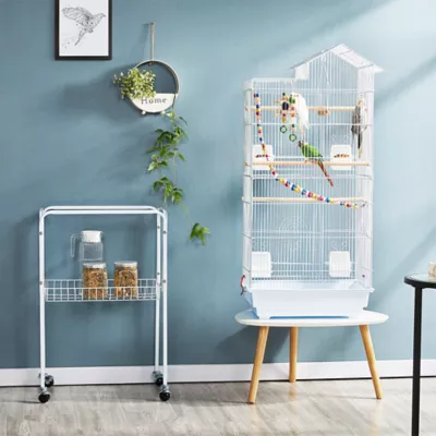 Yaheetech Rolling Metal Bird Cage with Detachable Stand - Image 2