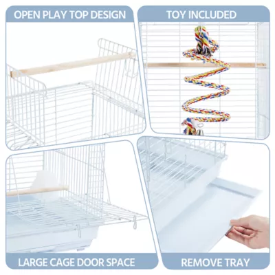 Yaheetech Small Parrot Cage Travel Cage w/ Open Play Top - Image 4