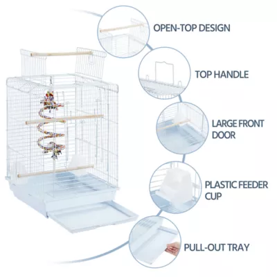 Yaheetech Small Parrot Cage Travel Cage w/ Open Play Top - Image 5