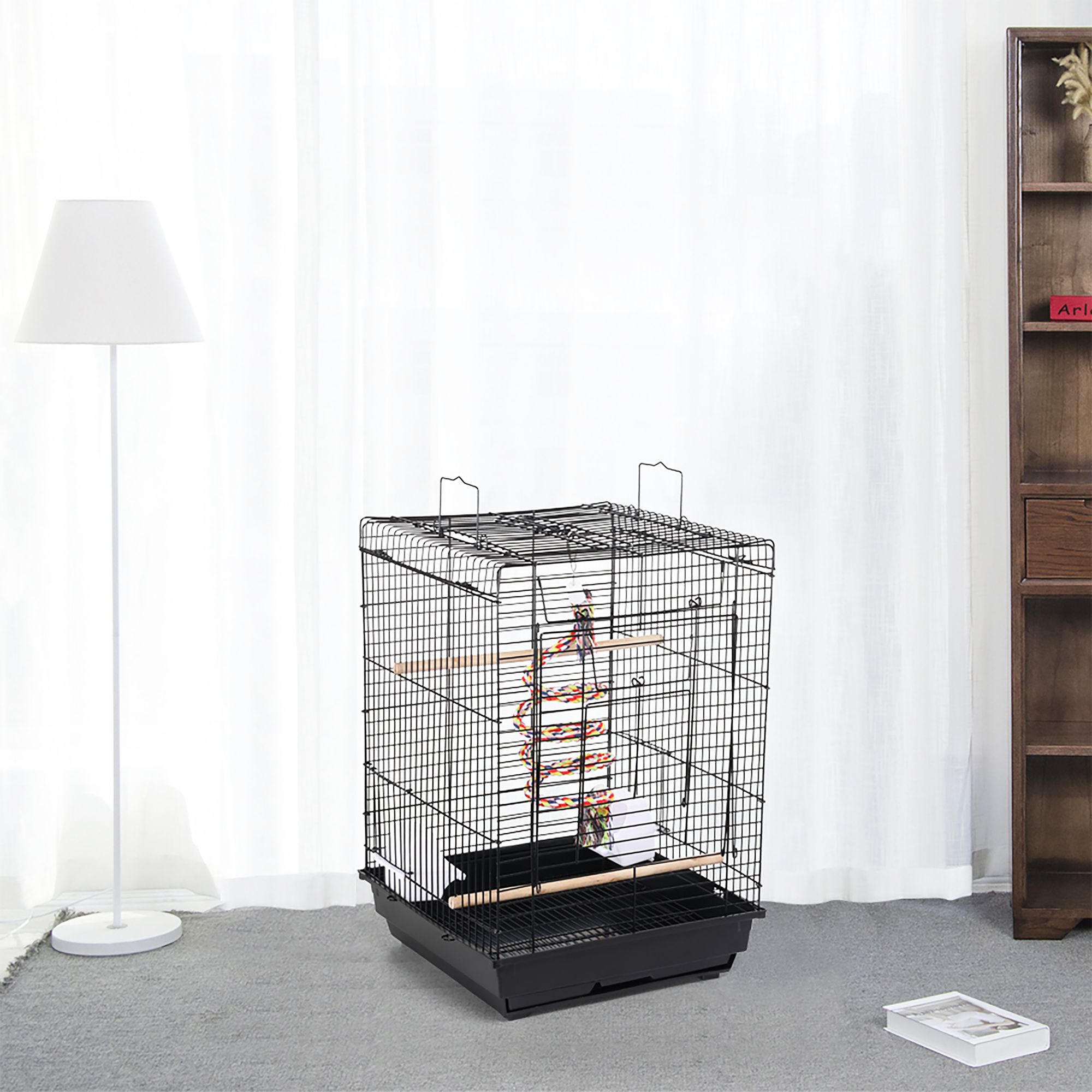 Yaheetech Small Parrot Travel Bird Cage with Open Play Top - thumbnail 2