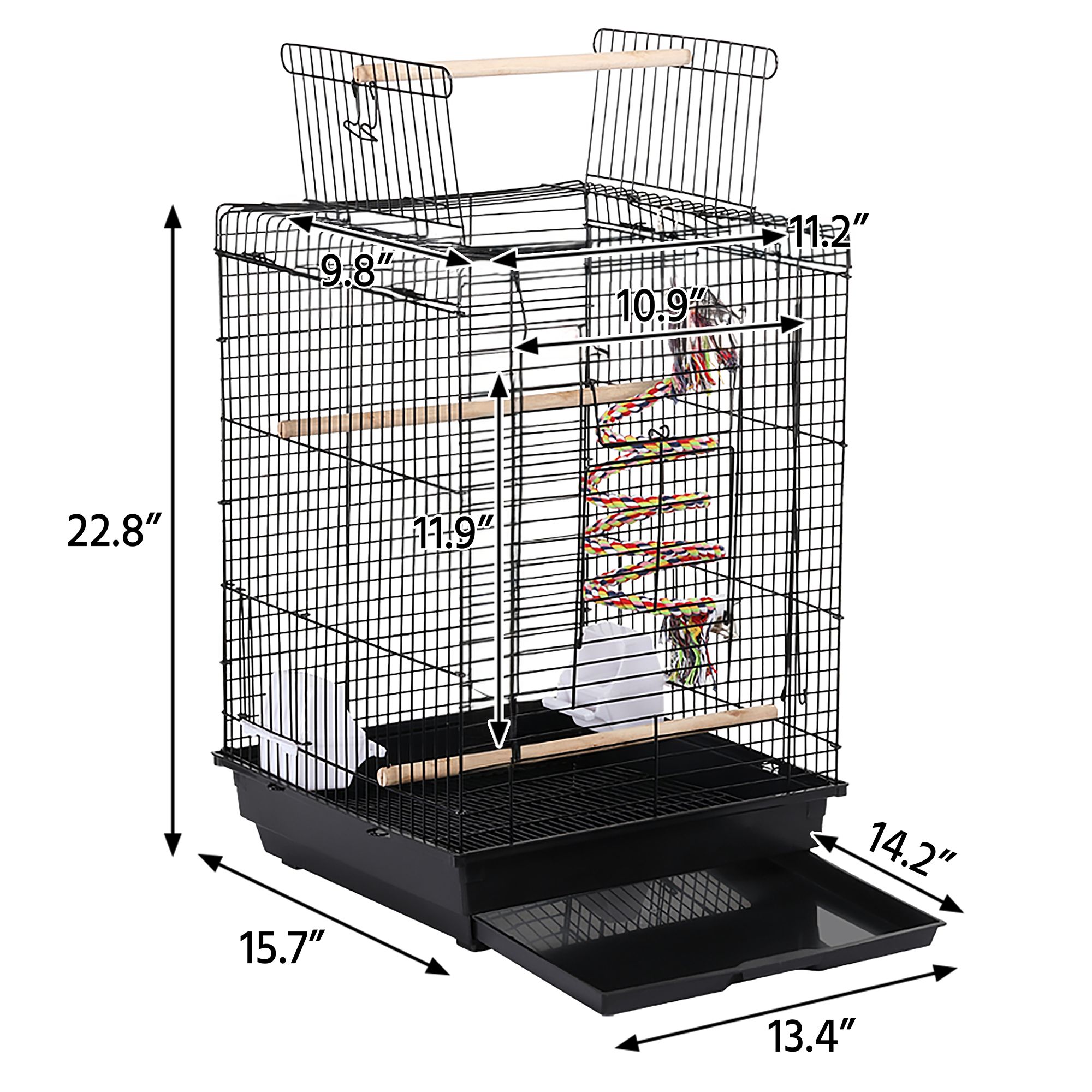 Yaheetech Small Parrot Travel Bird Cage with Open Play Top - thumbnail 3
