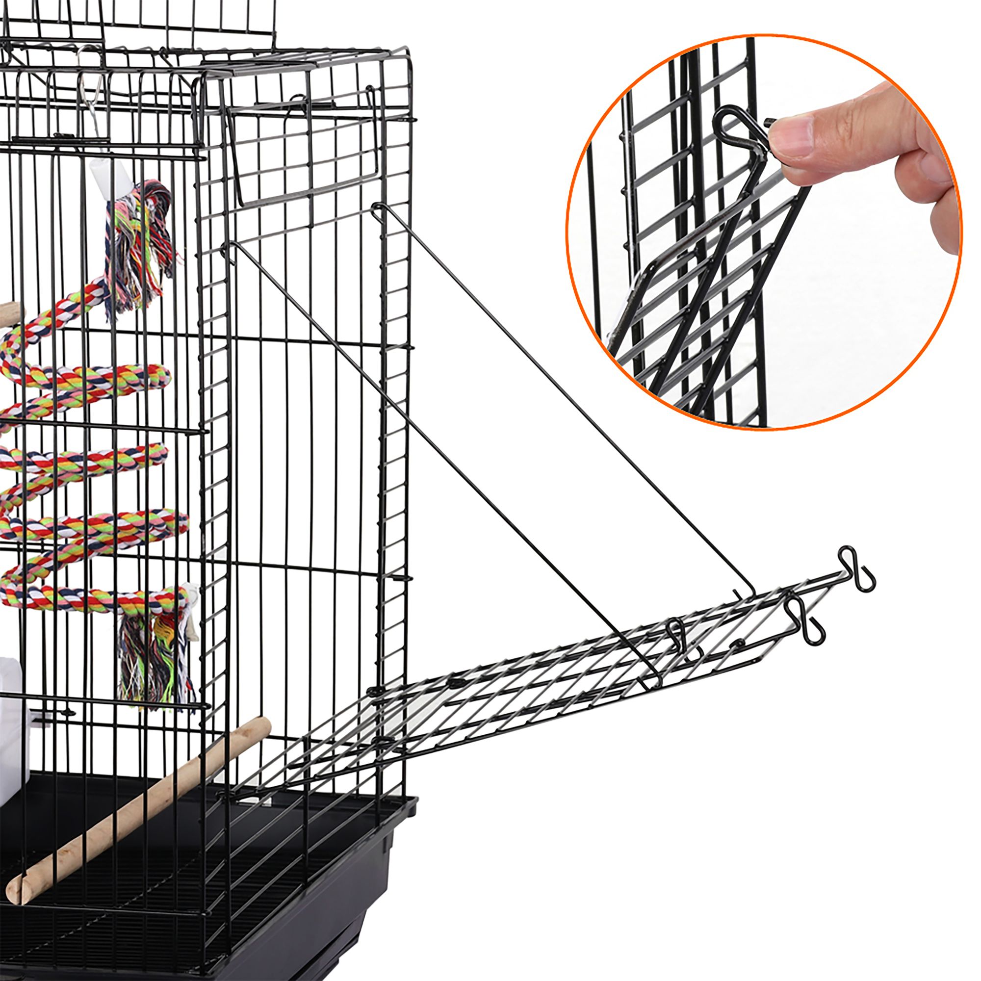 Yaheetech Small Parrot Travel Bird Cage with Open Play Top - thumbnail 4