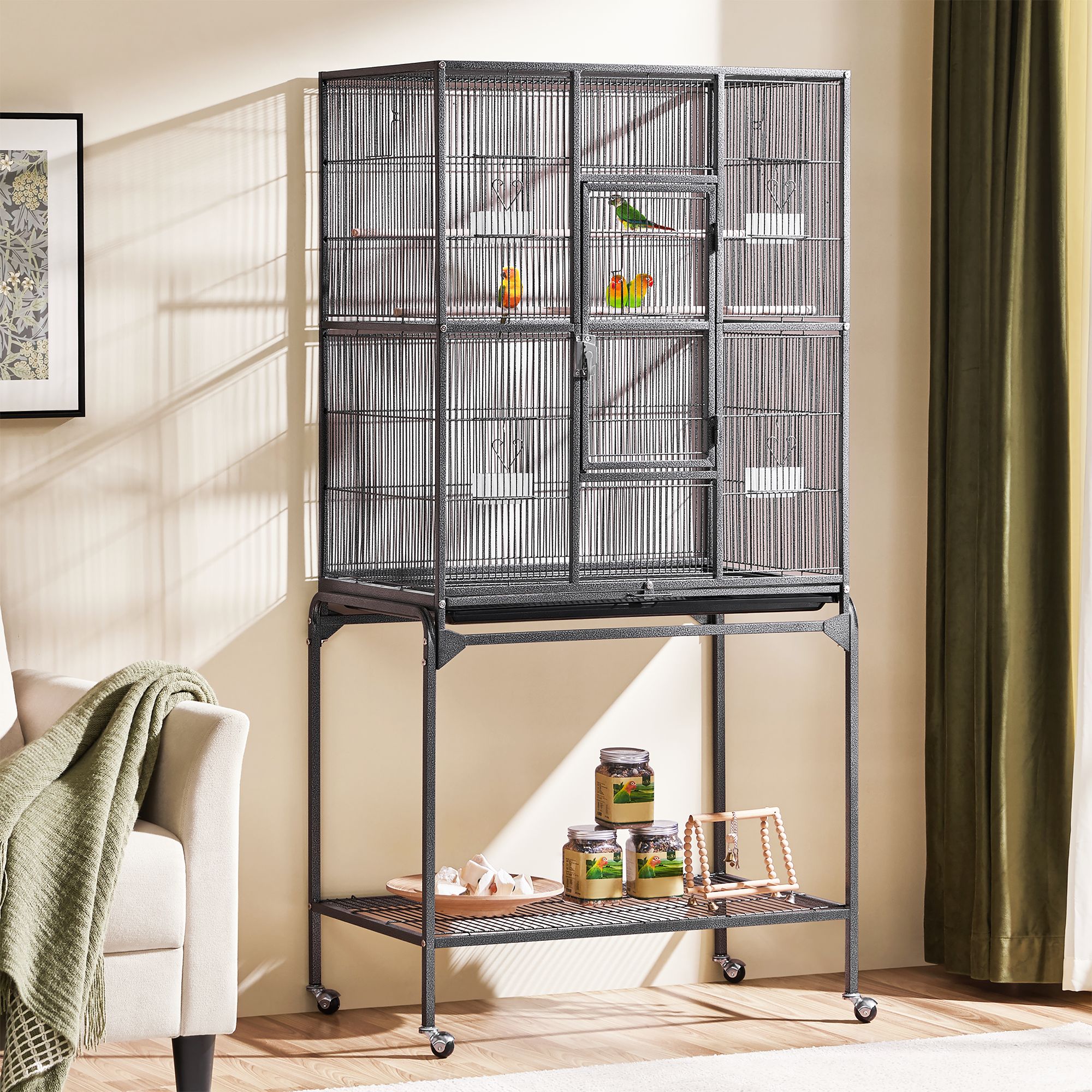Yaheetech Large Rolling Parrot Bird Cage with Detachable Stand for Parrots - thumbnail 2