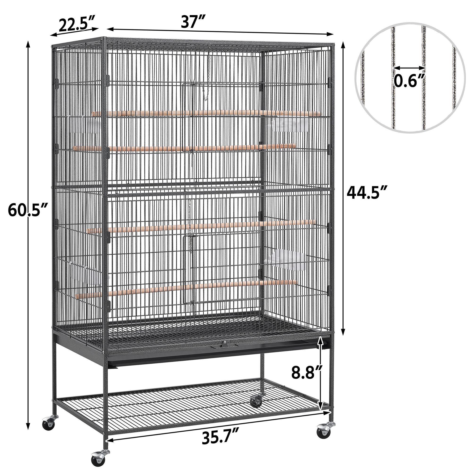 Yaheetech Extra-Large Parrot Bird Cage with Stand for Parrots - thumbnail 3