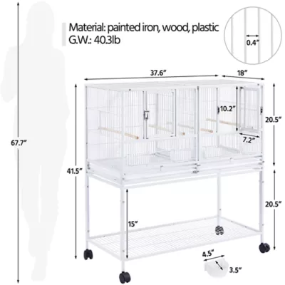 Yaheetech Stackable Wide Bird Cage with Rolling Stand - Image 3