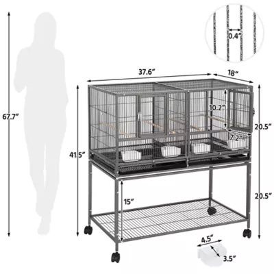 Yaheetech Stackable Wide Bird Cage with Rolling Stand - Image 3