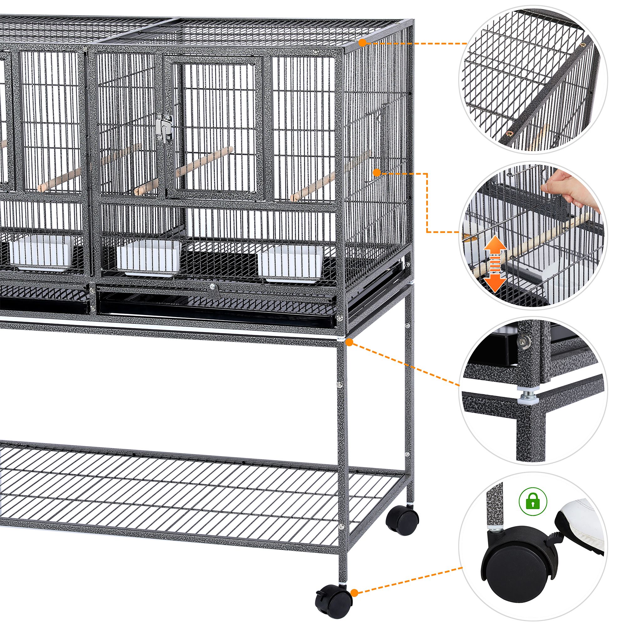 Yaheetech Stackable Wide Pet Bird Cage with Rolling Stand for Medium Birds - thumbnail 4